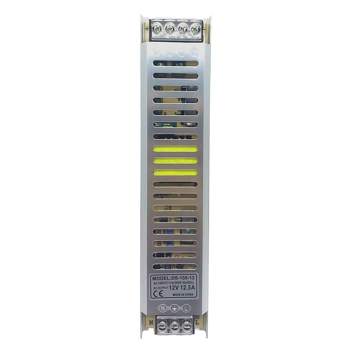 100646-Τροφοδοτικό-LED-Ultra-Slim-150W-12V-12.5A-90-250VAC 100646 Μεταλλικό Τροφοδοτικό LED Ultra Slim 150W 12V - 12.5A - IP20 - 2 Χρόνια Εγγύηση - Image 1