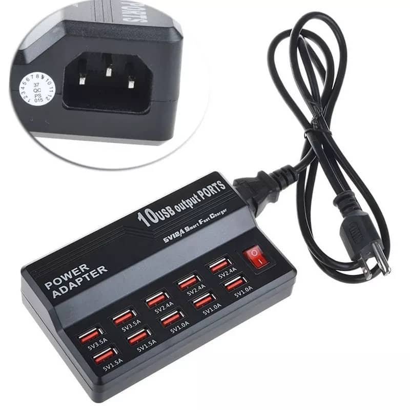80-00143-Πολύπριζο-10usb-5v-1 80-00143 Πολύπριζο 10usb 5v/12a 60w Ac100-240v - Image 1