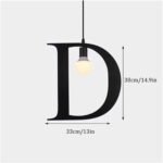 100151-D ALPHABET Μοντέρνο Κρεμαστό Φωτιστικό Οροφής Μονόφωτο 1xE27 Μαύρο Μεταλλικό Φιγούρα D Φ33 x Υ38cm - Image 2
