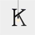 100151-K ALPHABET Μοντέρνο Κρεμαστό Φωτιστικό Οροφής Μονόφωτο 1xE27 Μαύρο Μεταλλικό Φιγούρα K Φ36 x Υ38cm