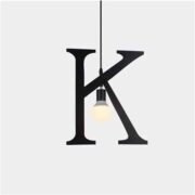 100151-K ALPHABET Μοντέρνο Κρεμαστό Φωτιστικό Οροφής Μονόφωτο 1xE27 Μαύρο Μεταλλικό Φιγούρα K Φ36 x Υ38cm