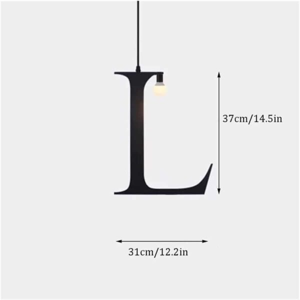 100151-L ALPHABET Μοντέρνο Κρεμαστό Φωτιστικό Οροφής Μονόφωτο 1xE27 Μαύρο Μεταλλικό Φιγούρα L Φ38 x Υ38cm - Image 3