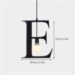 100151-E ALPHABET Μοντέρνο Κρεμαστό Φωτιστικό Οροφής Μονόφωτο 1xE27 Μαύρο Μεταλλικό Φιγούρα E Φ30 x Υ33cm - Image 2