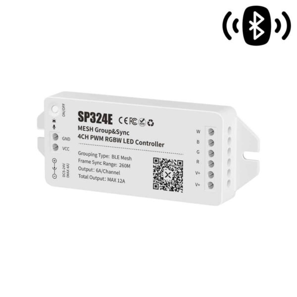 SP324E Controller LED RGBW Ταινίας 4CH PWM 12A 5-24V Bluetooth BLE Mesh (Έως 288W) Dimmer – App Control BanlanX - Image 4