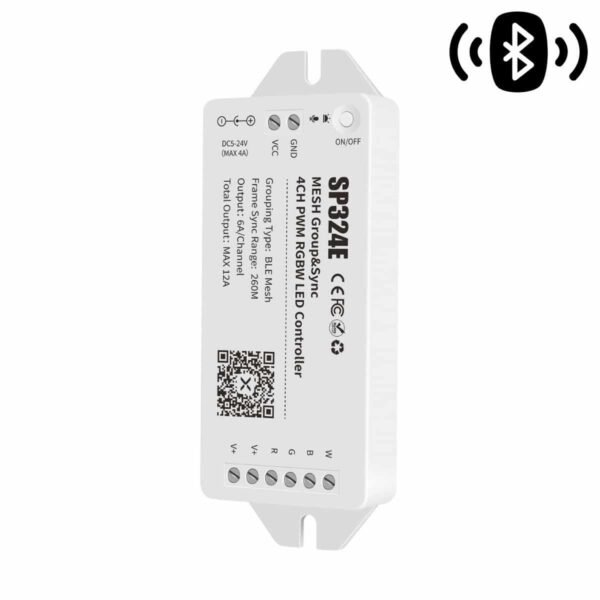 SP324E Controller LED RGBW Ταινίας 4CH PWM 12A 5-24V Bluetooth BLE Mesh (Έως 288W) Dimmer – App Control BanlanX - Image 2