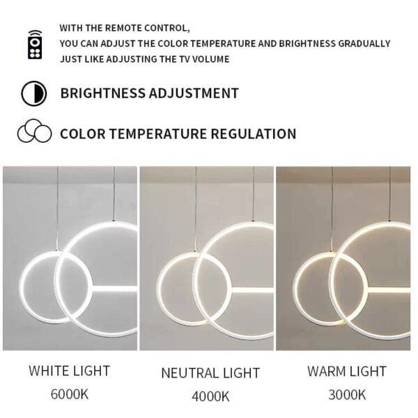 GB6288W LED Κρεμαστό Φωτιστικό 54W Λευκό Dimmable με Ρυθμιζόμενο CCT & Χειριστήριο - Image 4
