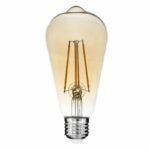 GloboStar 99047 Λάμπα LED E27 ST64 Filament 10W 900lm 2200K Dimmable Μελί Γυαλί