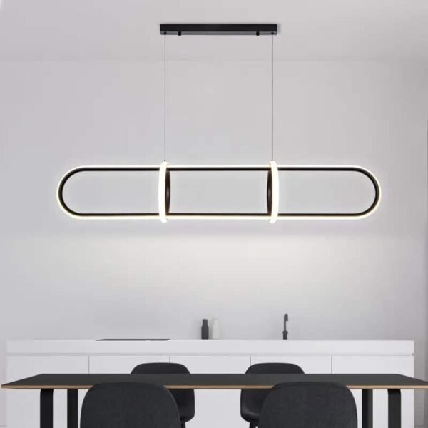 LG-6665 Ring Μεταλλικό Κρεμαστό Φωτιστικό 70Watt L120*W22*H100CM Μαύρο Dimmable CCT με χειριστήριο - Image 2