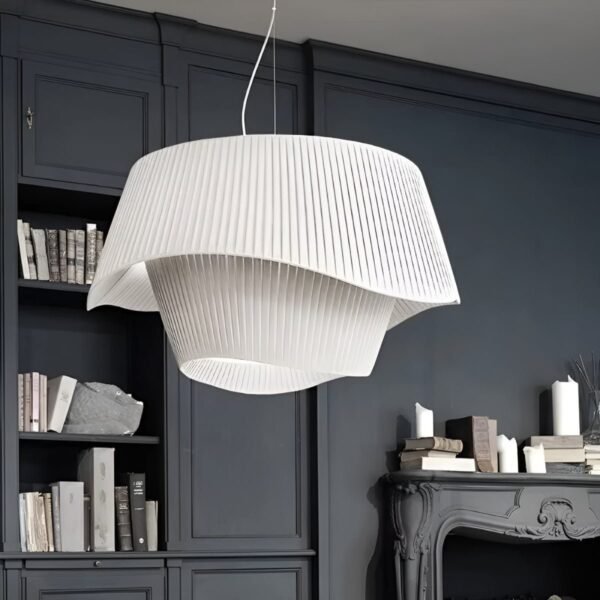 LG-7244 Retro Υφασμάτινο Κρεμαστό Φωτιστικό D50xH32cm Λευκό Ε27x3 - Image 3