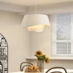 LG-7244 Retro Υφασμάτινο Κρεμαστό Φωτιστικό D50xH32cm Λευκό Ε27x3 - Image 4