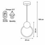 LG-6438-Round Μεταλλικό Κρεμαστό Φωτιστικό 12Watt CCT - Εναλλαγή Φωτισμού μέσω Διακόπτη On/Off All In One - Image 3