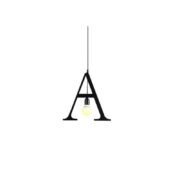 100151-A ALPHABET Μοντέρνο Κρεμαστό Φωτιστικό Οροφής Μονόφωτο 1xE27 Μαύρο Μεταλλικό Φιγούρα A Φ38 x Υ38cm