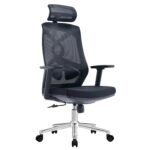 ΚΑΡΕΚΛΑ ΓΡΑΦΕΙΟΥ FLEXORA HM1213.01 ΜΑΥΡO MESH-ΒΑΣΗ ΧΡΩΜΙΟΥ 60x63x125Υεκ
