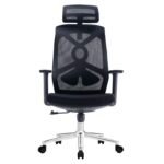 ΚΑΡΕΚΛΑ ΓΡΑΦΕΙΟΥ FLEXORA HM1213.01 ΜΑΥΡO MESH-ΒΑΣΗ ΧΡΩΜΙΟΥ 60x63x125Υεκ - Image 3