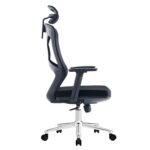 ΚΑΡΕΚΛΑ ΓΡΑΦΕΙΟΥ FLEXORA HM1213.01 ΜΑΥΡO MESH-ΒΑΣΗ ΧΡΩΜΙΟΥ 60x63x125Υεκ - Image 4