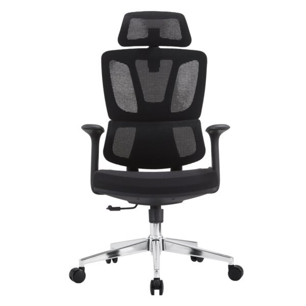 ΚΑΡΕΚΛΑ ΓΡΑΦΕΙΟΥ TASKMASTER HM1216.01 ΜΑΥΡO MESH-ΒΑΣΗ ΧΡΩΜΙΟΥ 69x65x125Υεκ - Image 3