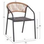 ΣΕΤ ΤΡΑΠΕΖΑΡΙΑΣ 5ΤΜΧ ADAM HM10727.01 ΚΑΡΕΚΛΕΣ ΜΕΤΑΛΛΙΚΕΣ & ΤΡΑΠΕΖΙ 110x60εκ ΓΚΡΙ - Image 3