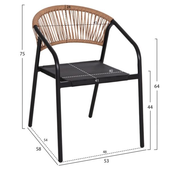 ΣΕΤ ΤΡΑΠΕΖΑΡΙΑΣ 5ΤΜΧ ADAM HM10727.03 ΚΑΡΕΚΛΕΣ ΜΕΤΑΛΛΙΚΕΣ & ΤΡΑΠΕΖΙ 120x70εκ ΜΑΥΡΟ - Image 3