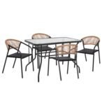 ΣΕΤ ΤΡΑΠΕΖΑΡΙΑΣ 5ΤΜΧ ADAM HM10727.03 ΚΑΡΕΚΛΕΣ ΜΕΤΑΛΛΙΚΕΣ & ΤΡΑΠΕΖΙ 110x60εκ ΜΑΥΡΟ