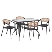 ΣΕΤ ΤΡΑΠΕΖΑΡΙΑΣ 5ΤΜΧ ADAM HM10727.03 ΚΑΡΕΚΛΕΣ ΜΕΤΑΛΛΙΚΕΣ & ΤΡΑΠΕΖΙ 110x60εκ ΜΑΥΡΟ