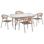 ΣΕΤ ΤΡΑΠΕΖΑΡΙΑΣ 5ΤΜΧ BRUNO HM10727.04 ΚΑΡΕΚΛΕΣ ΜΕΤΑΛΛΙΚΕΣ & ΤΡΑΠΕΖΙ 140x80εκ ΣΑΜΠΑΝΙ