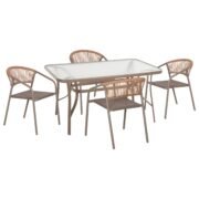ΣΕΤ ΤΡΑΠΕΖΑΡΙΑΣ 5ΤΜΧ BRUNO HM10727.04 ΚΑΡΕΚΛΕΣ ΜΕΤΑΛΛΙΚΕΣ & ΤΡΑΠΕΖΙ 140x80εκ ΣΑΜΠΑΝΙ