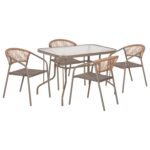 ΣΕΤ ΤΡΑΠΕΖΑΡΙΑΣ 5ΤΜΧ ADAM HM10727.04 ΚΑΡΕΚΛΕΣ ΜΕΤΑΛΛΙΚΕΣ & ΤΡΑΠΕΖΙ 110x60εκ ΣΑΜΠΑΝΙ
