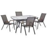 ΣΕΤ ΤΡΑΠΕΖΑΡΙΑΣ 5ΤΜΧ BRUNO HM10729.01 ΚΑΡΕΚΛΕΣ ΜΕΤΑΛΛΙΚΕΣ & ΤΡΑΠΕΖΙ 140x80εκ ΓΚΡΙ