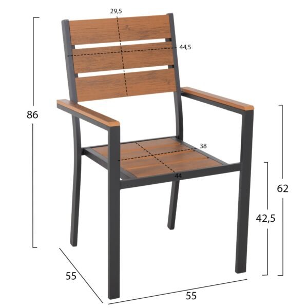 ΣΕΤ ΤΡΑΠΕΖΑΡΙΑΣ 7ΤΜΧ SAGA HM10814 ΑΛΟΥΜΙΝΙΟ ΣΕ ΓΚΡΙ--POLYWOOD - Image 3