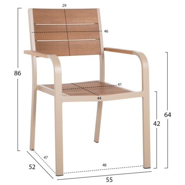 ΣΕΤ ΤΡΑΠΕΖΑΡΙΑΣ TABER HM10738.04 ΤΡΑΠΕΖΙ & 6 ΠΟΛΥΘΡΟΝΕΣ-ΑΛΟΥΜΙΝΙΟ & POLYWOOD-ΣΑΜΠΑΝΙ - Image 3