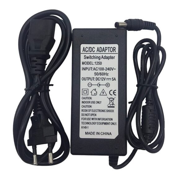 100076 Πλαστικό Τροφοδοτικό LED 60W 5A - AC 220-240V σε DC 12V - IP20 - 2 Χρόνια Εγγύηση - Image 2