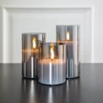 101158 Paraffin Wax Γυάλινο Σετ 3 κεράκια LED θερμό χρώμα φιμέ με χειριστήριο - Image 2