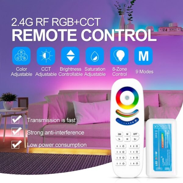 101540 Χειριστήριο LED RGB+CCT 2.4GHz Full Touch 8 Ζώνες DC12-24V 5CH 4A - Image 3