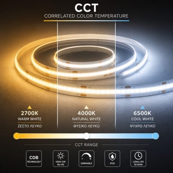 Elmark Ταινία LED COB 14W 24V DC IP20 CCT 2700/4000/6400K – 1 Μέτρο - Image 2