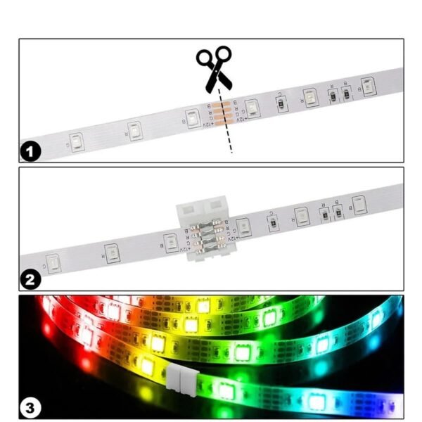 100152 Ταχυσύνδεσμος 2 Ταινιών LED RGB - Connector για Όλες τις LED Ταινίες DC-12-24V 10mm RGB - Image 3