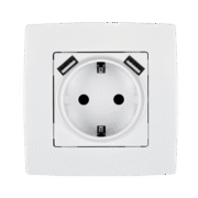 Elmark Πρίζα Σούκο Βιδωτή + 2 USB Λευκή – CITY (190062)