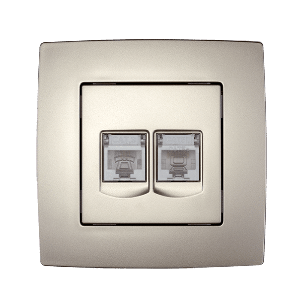 190732-2 Elmark Πρίζα RJ11 + RJ45 Σαμπανιζέ Μεταλλιζέ – CITY (190732) - Image 1
