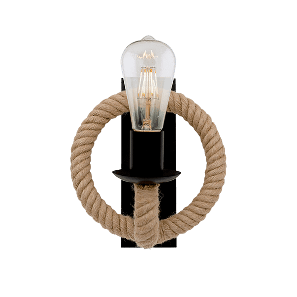 955ROPE1W-2 ROPE ΑΠΛΙΚΑ 1XE27 ΜΑΥΡΟ - Image 1