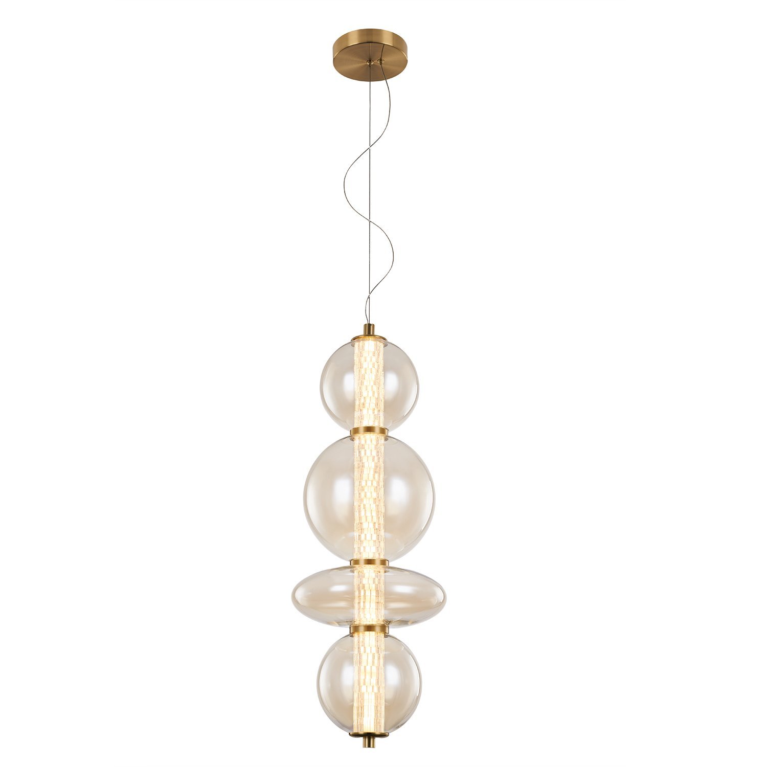 955SPLENDOR1830BC SPLENDOR LED PENDANT 18W 3000K, BRASS+COGNAC GLASS - Image 1