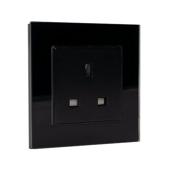 BL-25 UK TYPE SOCKET 13A GLASS FRAME BLACK - Image 1