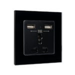 MULTI-FUNCT. SOCKET 16A WITH 2XUSB GLASS FRAME BL