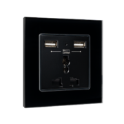 MULTI-FUNCT. SOCKET 16A WITH 2XUSB GLASS FRAME BL