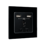 MULTI-FUNCT. SOCKET 16A WITH 2XUSB GLASS FRAME BL - Image 2