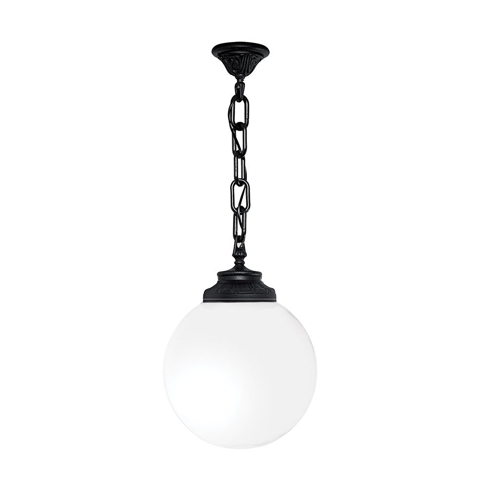 BL-828 Globe Κρεμαστό Φωτιστικό Κήπου E27 IP55 – Μαύρο + Οπαλίνα Ø250mm - Image 1