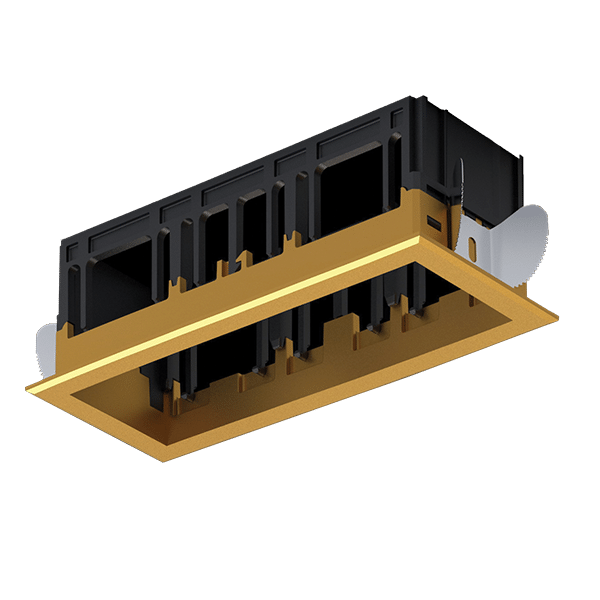 BR-4 MODENA 3 MODULE RECESSED BOX WITH FRAME BRASS - Image 1