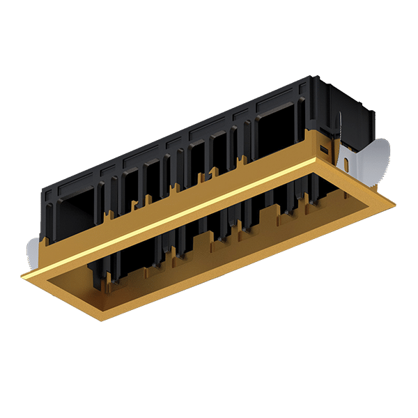 BR-5 MODENA 4 MODULE RECESSED BOX WITH FRAME BRASS - Image 1