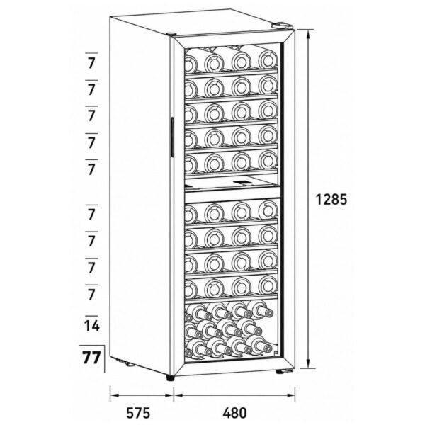 Elmark Free-Standing Wine Cooler EL-FSWC77D – Ψυγείο Κρασιών 77 Φιαλών Με Διπλή Ζώνη Ψύξης (Produced for ELMARK by Midea) - Image 2