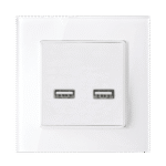 Elmark Πρίζα Διπλή USB Με Γυάλινο Πλαίσιο Λευκό (195028/WH) - Image 2