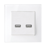 Elmark Πρίζα Διπλή USB Με Γυάλινο Πλαίσιο Λευκό (195028/WH)