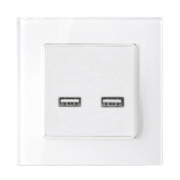 Elmark Πρίζα Διπλή USB Με Γυάλινο Πλαίσιο Λευκό (195028/WH)